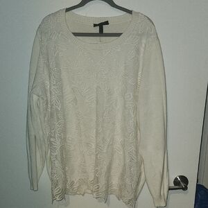 Cream Floral Knit Sweater
